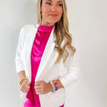 Shirred Sleeve Blazer - White