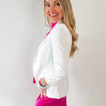 Shirred Sleeve Blazer - White