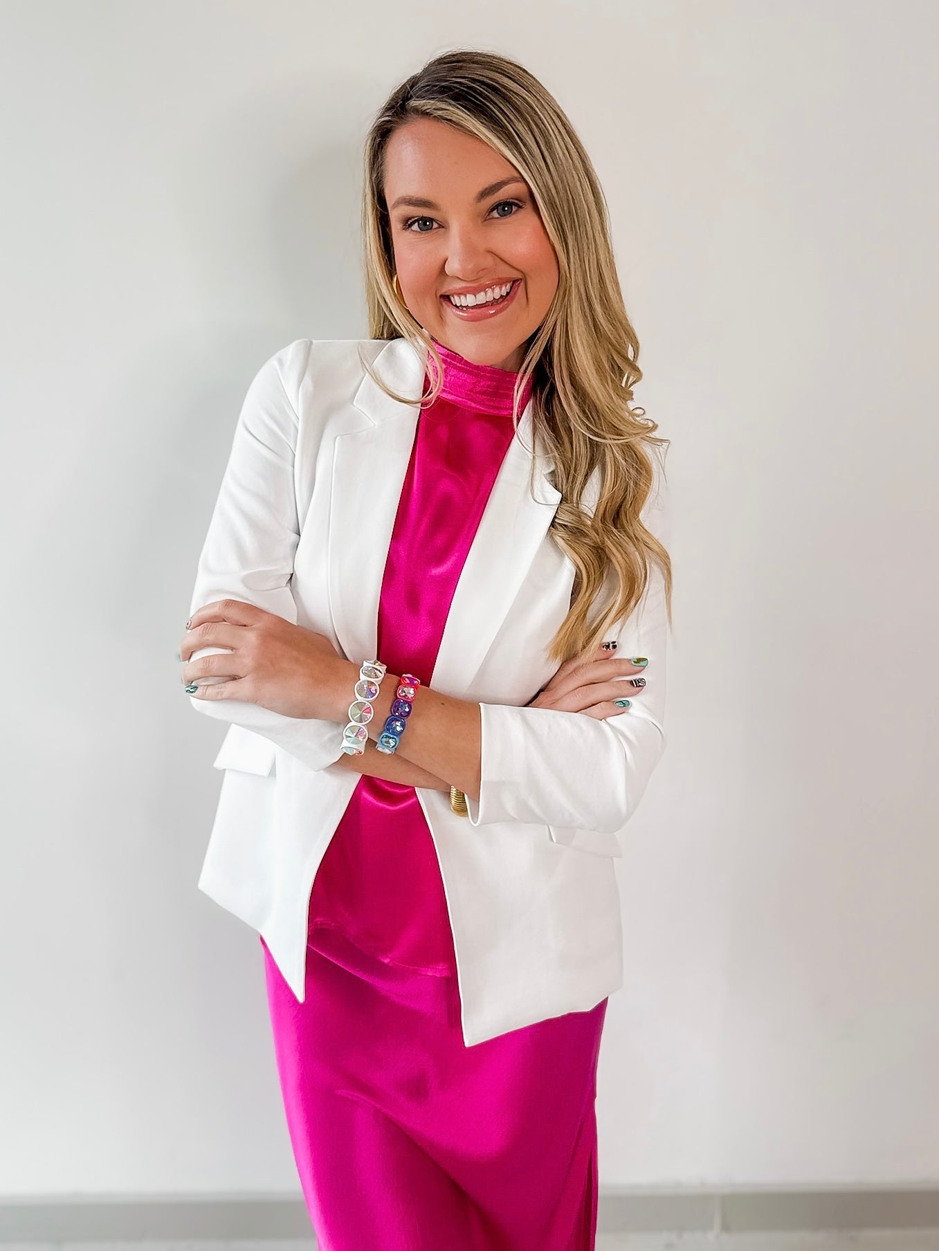 Shirred Sleeve Blazer - White