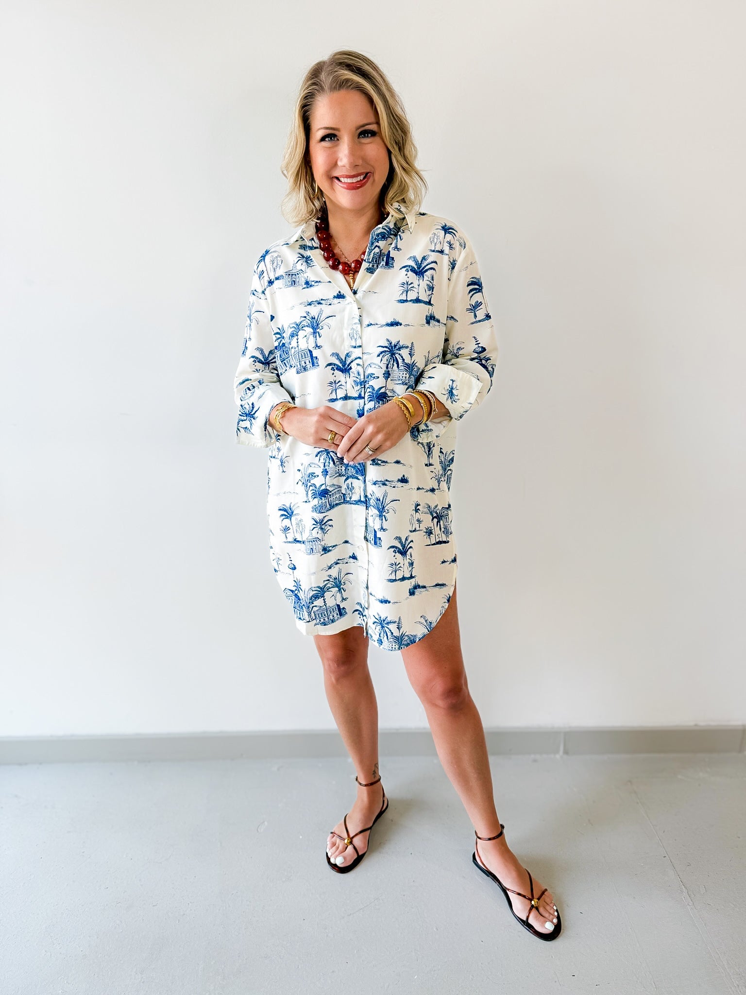 Shirt Dress - Ivory/Multi