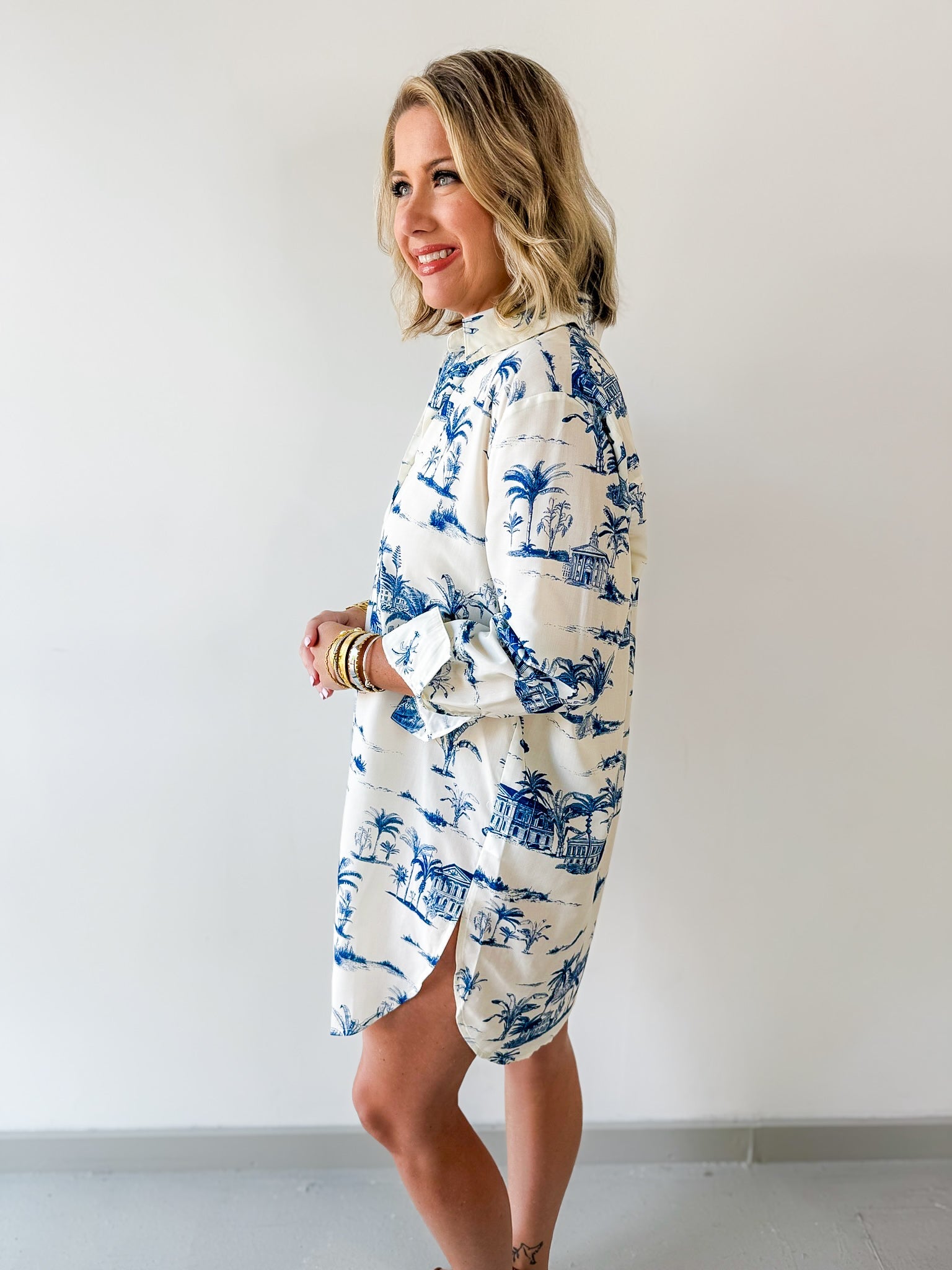 Shirt Dress - Ivory/Multi