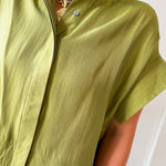 Short Sleeve Collared Top- Olive