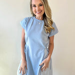 Short Sleeve Contrast Ruffle Dress