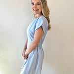 Short Sleeve Contrast Ruffle Dress