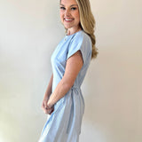 Short Sleeve Contrast Ruffle Dress