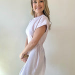 Short Sleeve Contrast Ruffle Dress