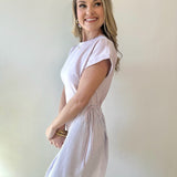 Short Sleeve Contrast Ruffle Dress