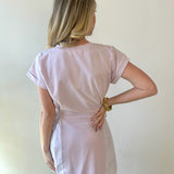 Short Sleeve Contrast Ruffle Dress