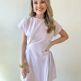 Short Sleeve Contrast Ruffle Dress