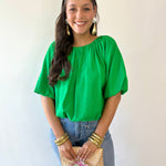 Short Sleeve Gathered Neck Top