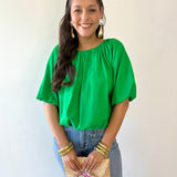 Short Sleeve Gathered Neck Top