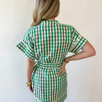 Short Sleeve Gingham Pattern Dress