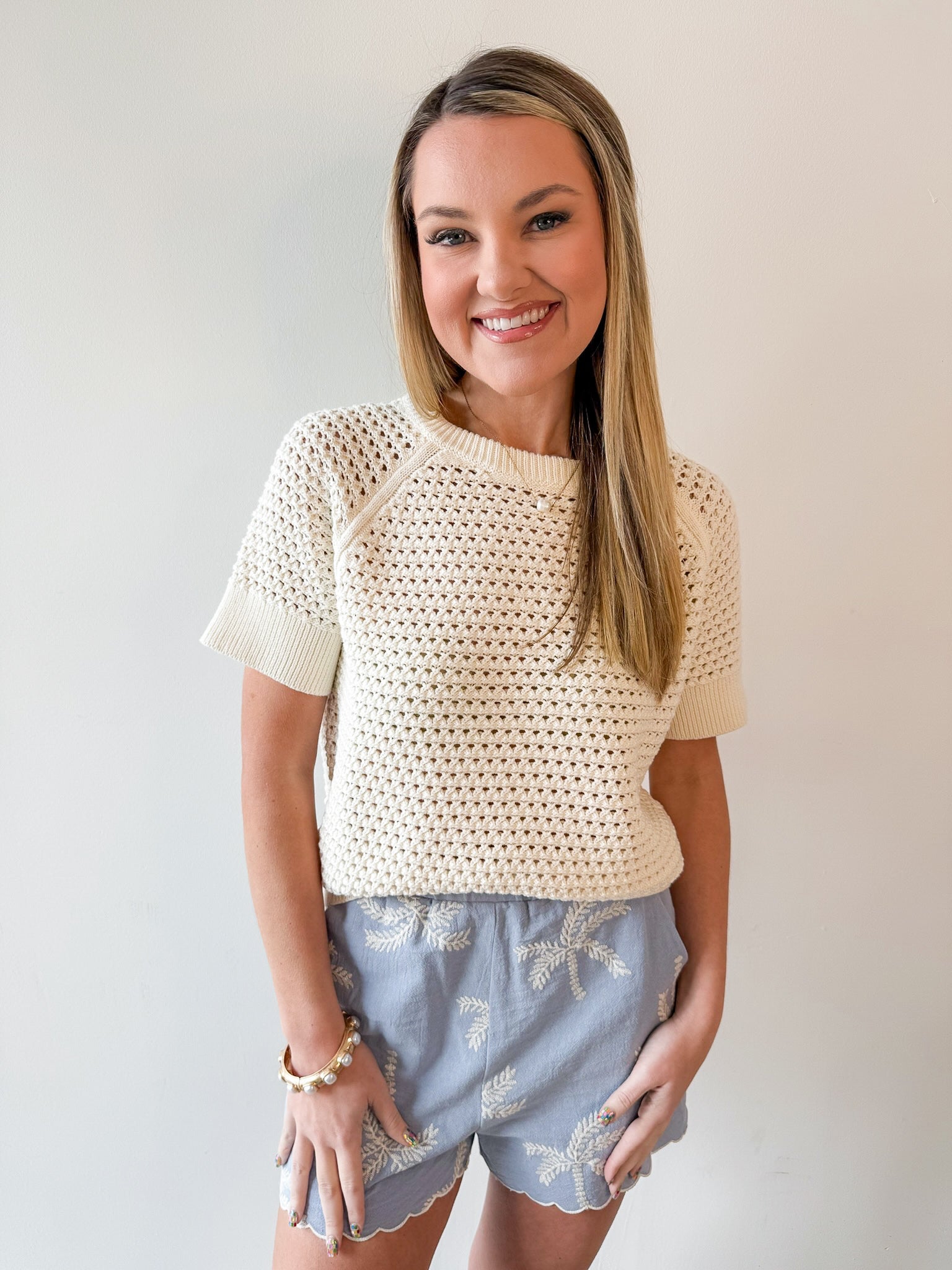 Short Sleeve Knit Shirt - Natural