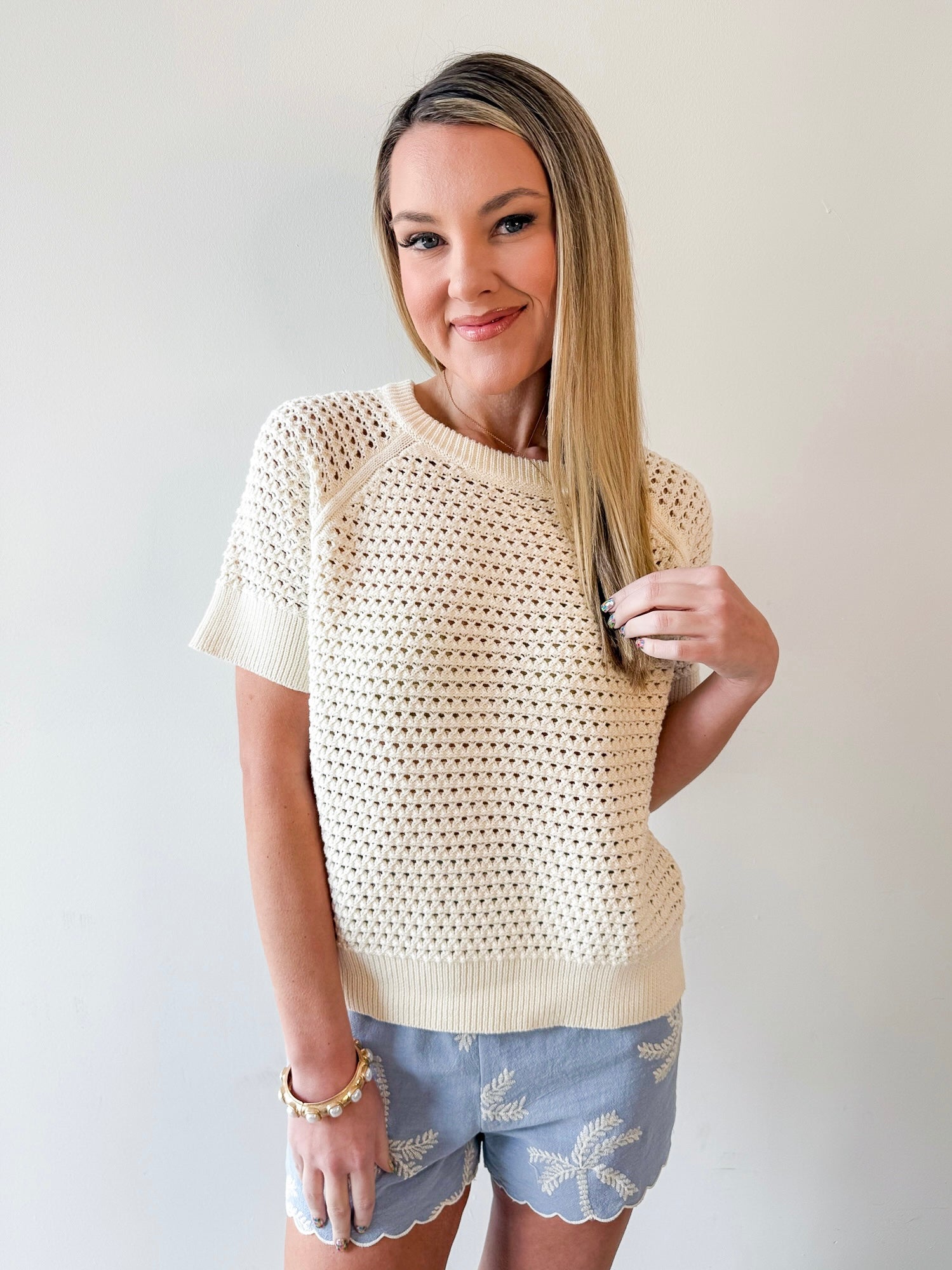 Short Sleeve Knit Shirt - Natural