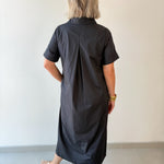 Short Sleeve Midi Dress - Black