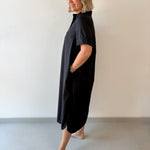 Short Sleeve Midi Dress - Black