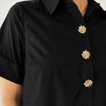 Short Sleeve Midi Dress - Black