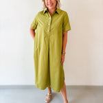 Short Sleeve Midi Dress - Olive