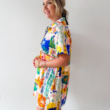 Short Sleeved Printed Dress - Cream