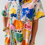 Short Sleeved Printed Dress - Cream