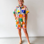 Short Sleeved Printed Dress - Cream