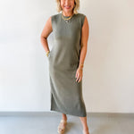 Side Slit Midi Shirt Dress - Mocha