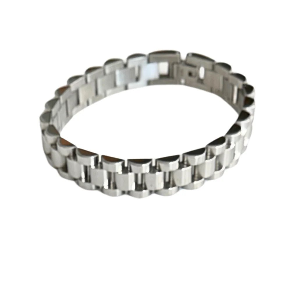 Silver 10mm Watchband Bracelet - 7"