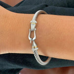 Silver Cable Bangle with Hook Clasp