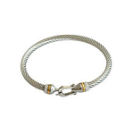Silver Cable Bangle with Hook Clasp