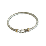 Silver Cable Bangle with Hook Clasp