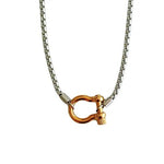 Silver Chain with Gold Horse Bit Necklace