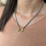 Silver Chain with Gold Horse Bit Necklace