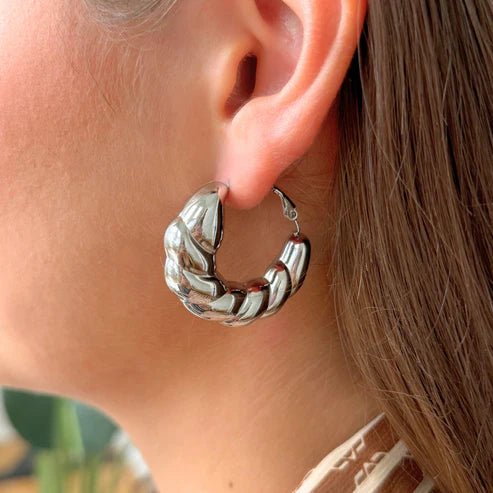 Silver Cornucopia Hoop - 1.5"