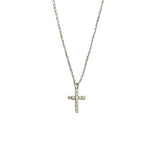 Silver Cross Necklace with Cubic Zirconia
