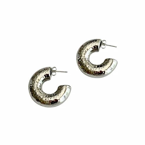Silver Hammered C - Hoop