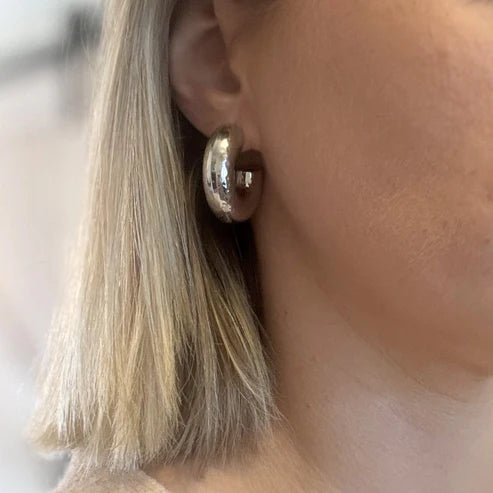 Silver Hammered C - Hoop