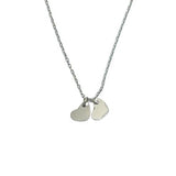 Silver Necklace Featuring Two Heart Charms