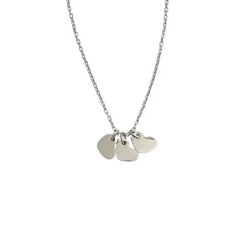 Silver Necklace with Three Heart Charms