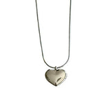 Silver Snake Chain with Small Heart Charm Necklace