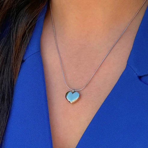 Silver Snake Chain with Small Heart Charm Necklace