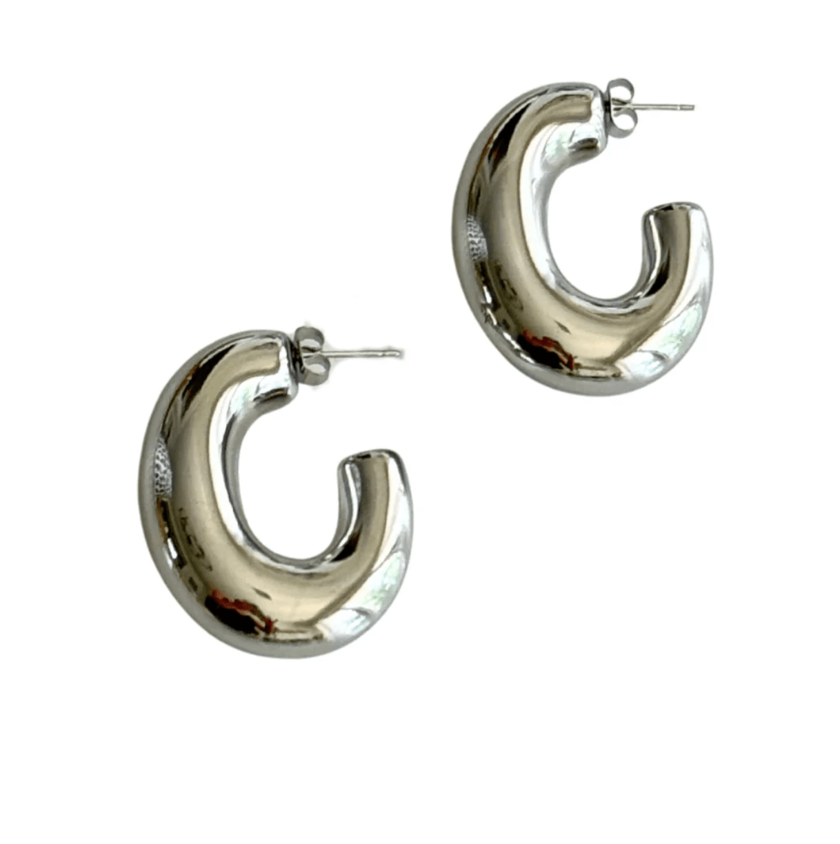 Silver Wide C - Shape Earring