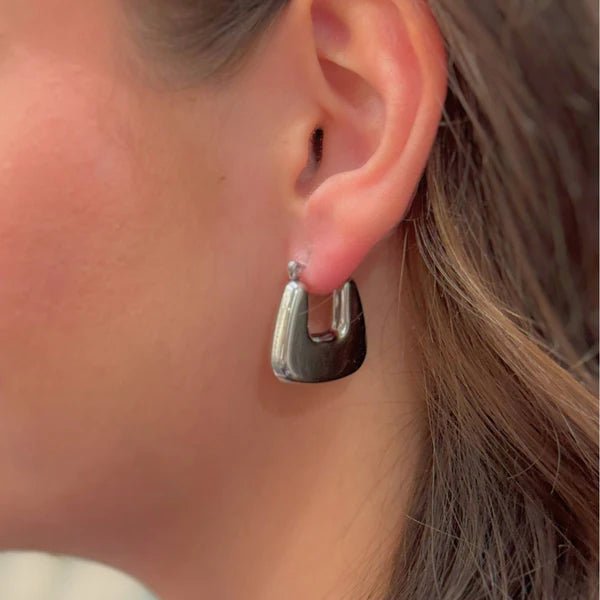 Silver Wide U - Shape Hoop