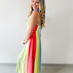 Sky Linen Multi-stripe Midi Dress