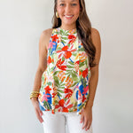 Sleeveless Flared Print Top