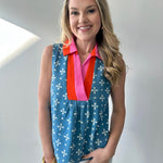 Sleeveless Floral Patter V - neck top