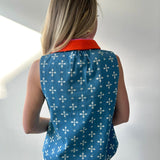 Sleeveless Floral Patter V - neck top