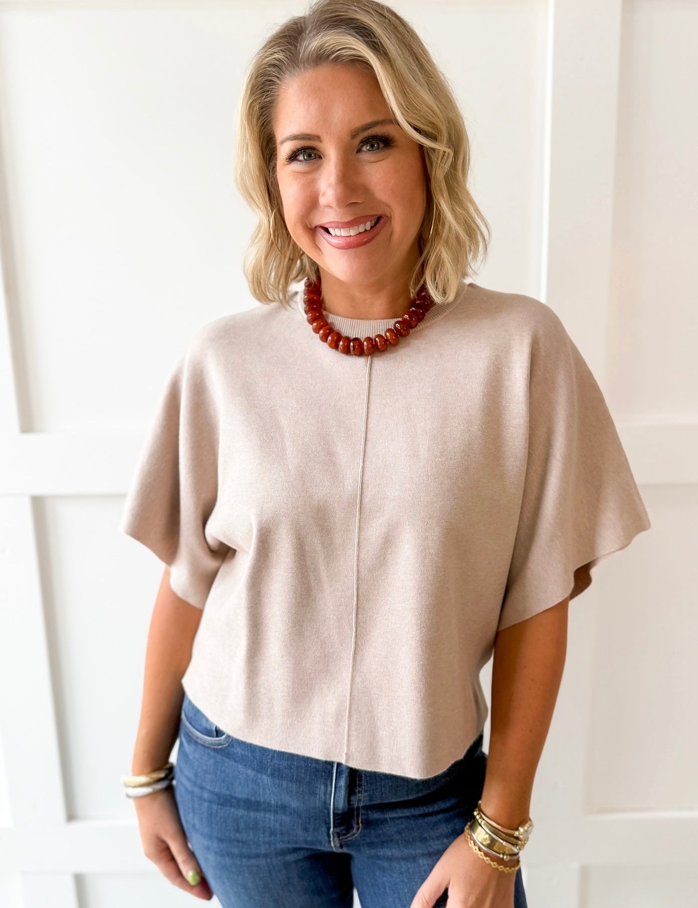 Sleeveless Knit Top - Oatmeal