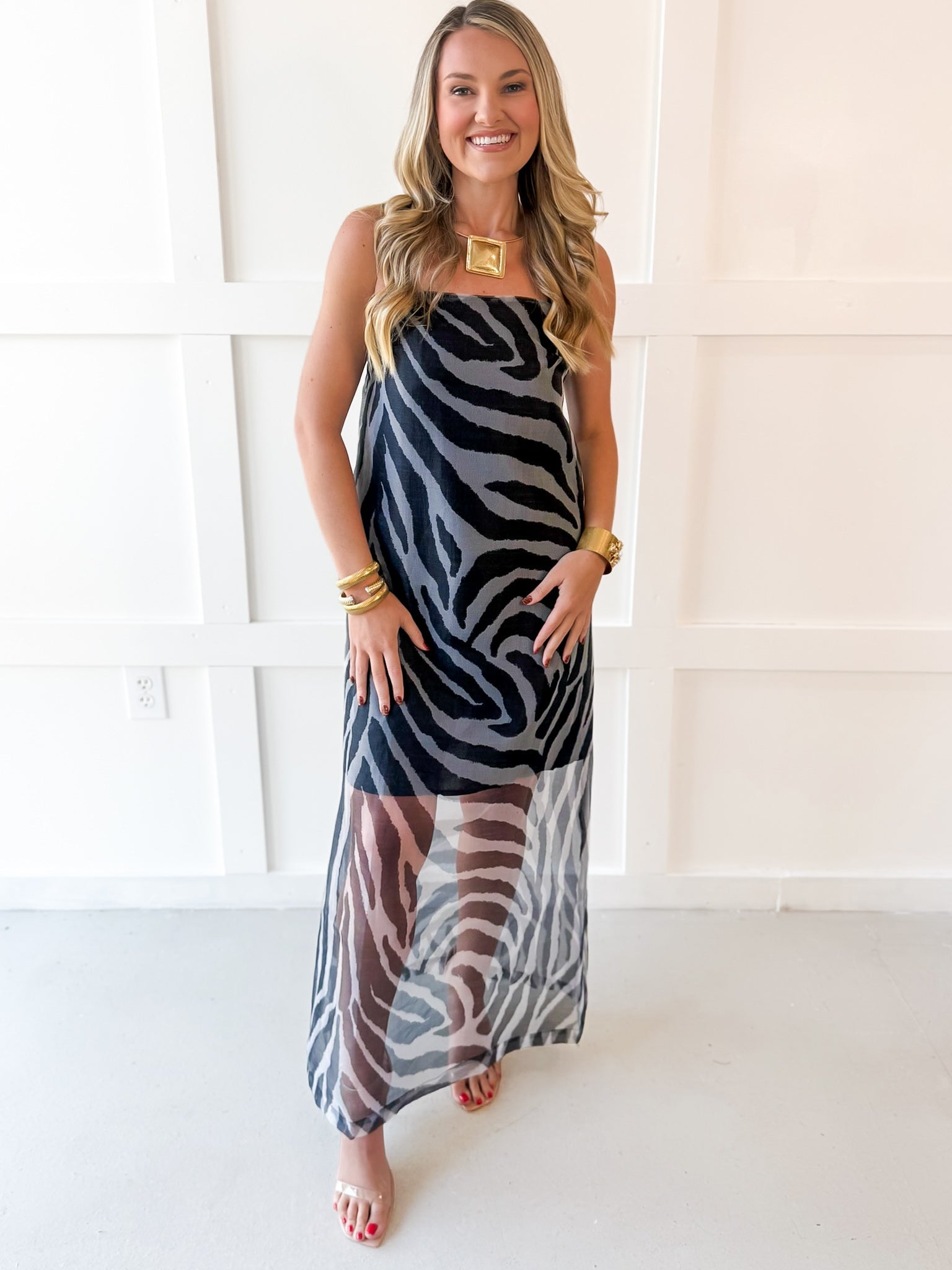 Sleeveless Sheer Maxi Dress - Black