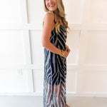 Sleeveless Sheer Maxi Dress - Black