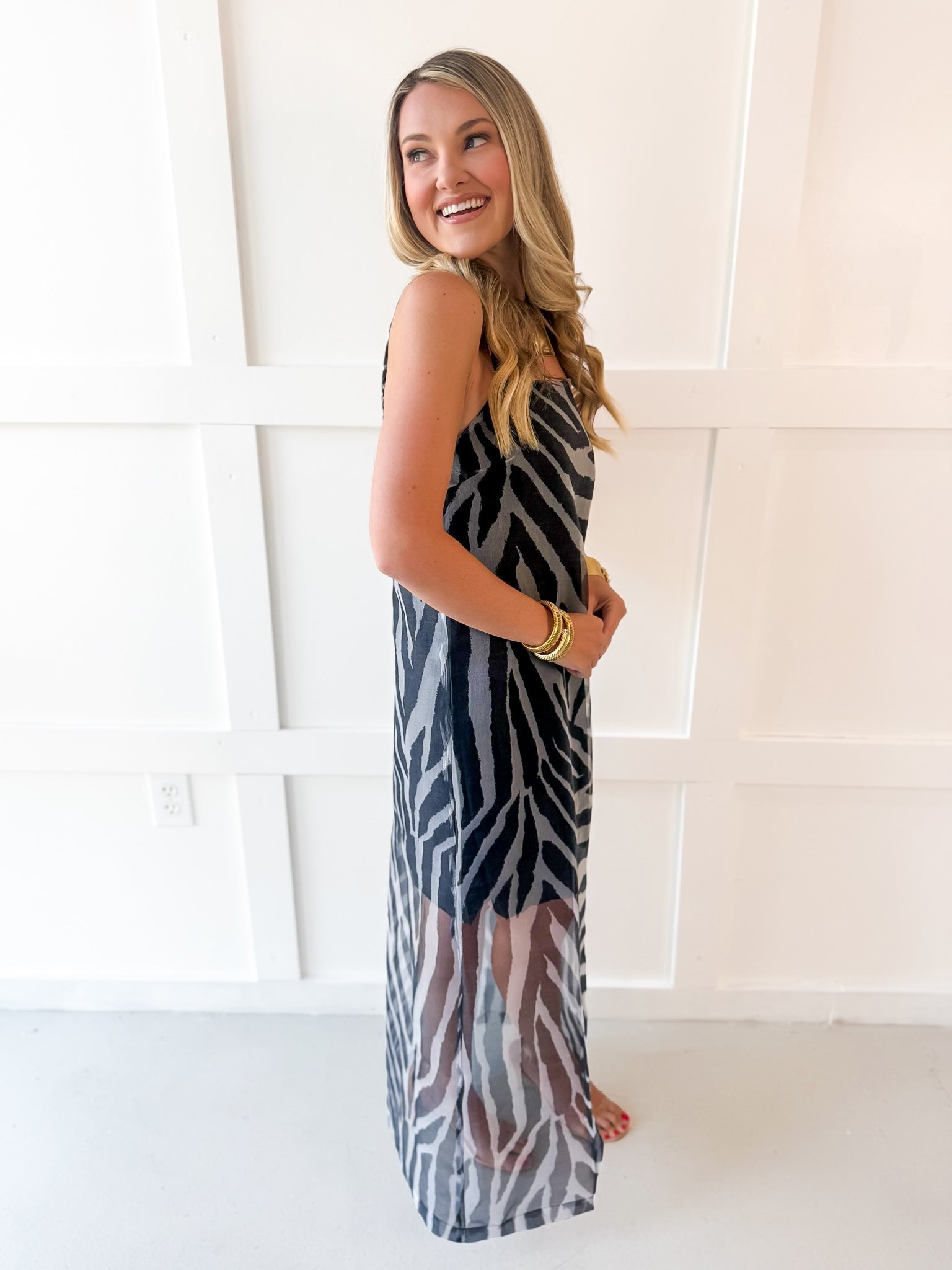 Sleeveless Sheer Maxi Dress - Black